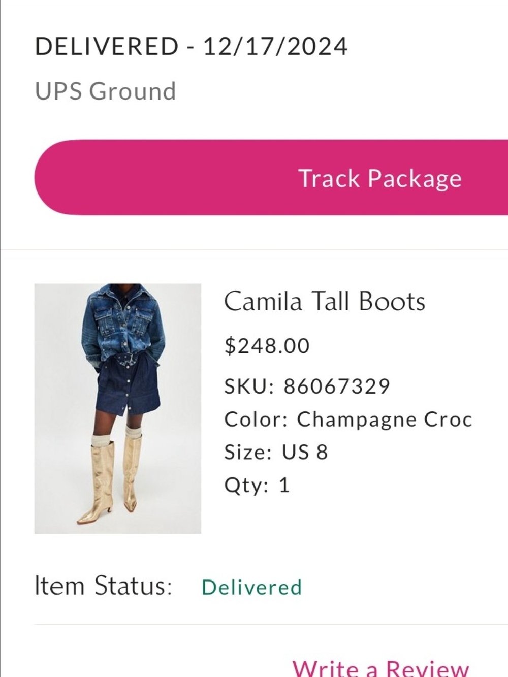 Camila Coelho Metallic Gold Knee-High Heeled Boots - Picture 6 of 6